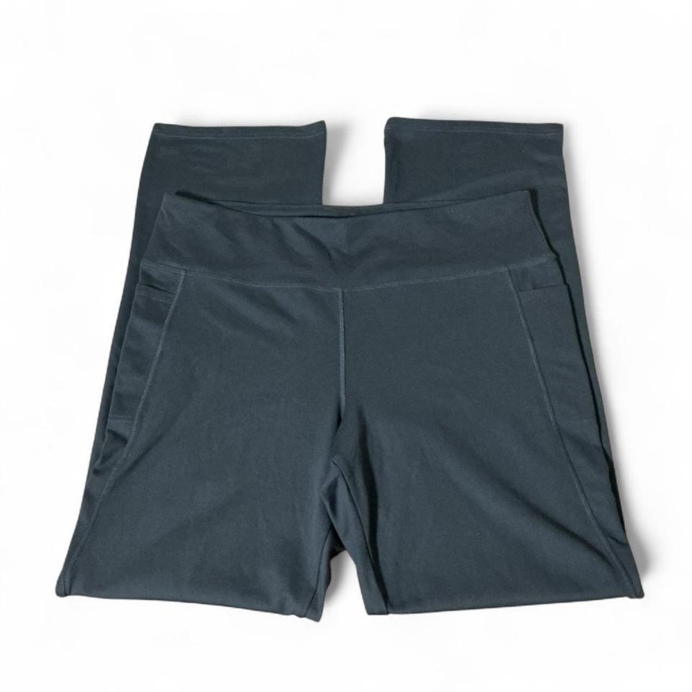 Jockey Womens XXL Charcoal Gray High Waisted Straight‎ Leg Active Pants Pockets